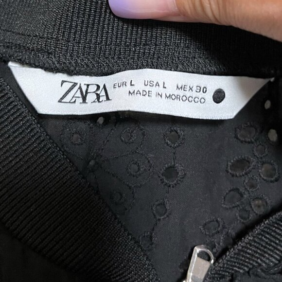 Zara Embroidered Cropped Eyelet Bomber - Picture 6 of 8